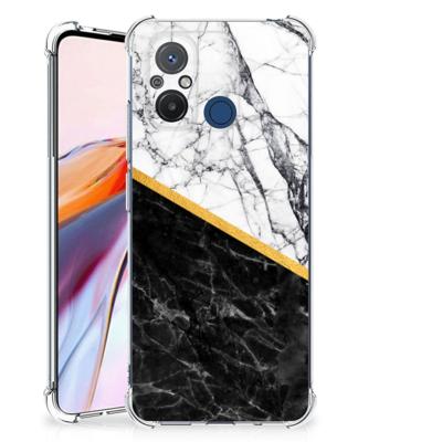 Xiaomi Redmi 12C Anti-Shock Hoesje Marmer Wit Zwart - Origineel Cadeau Man Xiaomi Redmi 12C Anti-Shock Hoesje Marmer Wit Zwart - Origineel Cadeau Man