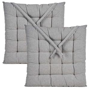 Stoelkussen Decorama - 2x - binnen/buiten - lichtgrijs - 40 x 40 x 5cm - polyester
