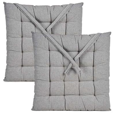 Stoelkussen Decorama - 2x - binnen/buiten - lichtgrijs - 40 x 40 x 5cm - polyester