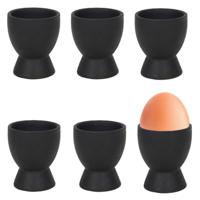 Bellatio Design Eierdopjes Paint it Black - set van 6x - zwart - keramiek - 8 x 6 cm   -