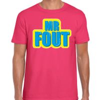 Mr. Fout fun tekst t-shirt voor heren roze met blauwe opdruk - thumbnail