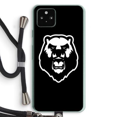 Angry Bear (black): Pixel 5a 5G Transparant Hoesje met koord