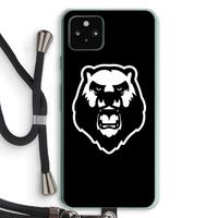 Angry Bear (black): Pixel 5a 5G Transparant Hoesje met koord Angry Bear (black): Pixel 5a 5G Transparant Hoesje met koord