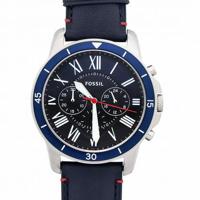 Fossil Montre Chronographe Grant Sport En Cuir Bleu FS5373