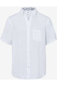 Brax Casual Modern Fit Linnen Overhemd wit, Effen