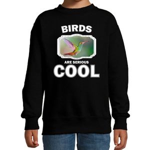 Sweater birds are serious cool zwart kinderen - vogels/ kolibrie vogel trui