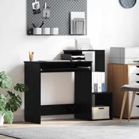 Bureau met plank Zwart Eiken 106 x 40 x 88.5 cm Bewerkt hout