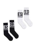 Diesel Kids lot de deux paires de chaussettes à logo intarsia - Noir