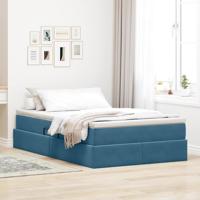 Opbergbed met matras Donkerblauw 120 x 200 cm Fluweel