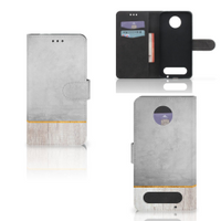 Motorola Moto Z2 Force Book Style Case Wood Concrete - thumbnail