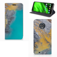 Motorola Moto G6 Standcase Marble Blue Gold - thumbnail
