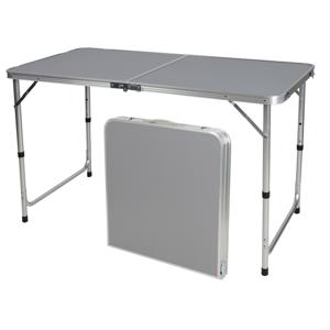 Sunnydays camping tafel - aluminium - opvouwbaar - grijs - L120 x B60 x H67 cm - Bijzettafels   -
