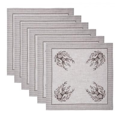 Servetten 6 Katoen Beige Bruin Hert 40cm