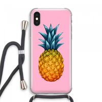 Grote ananas: iPhone XS Max Transparant Hoesje met koord