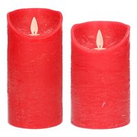 Set van 2x stuks Rode Led kaarsen met bewegende vlam - thumbnail