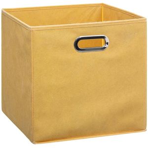 Opbergmand/kastmand 29 liter geel linnen 31 x 31 x 31 cm - Opbergmanden