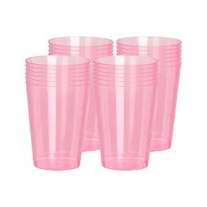 Beker- 24x - roze - kunststof - 280ml- herbruikbaar glas