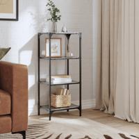 VidaXL Opbergrek met zwart glazen blad 40x30x95 cm staal