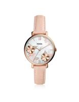 Fossil Jacqueline Dameshorloge met kristalaccent, Rosekleurig, roze leren band en parelmoeren wijzerplaat ES4671