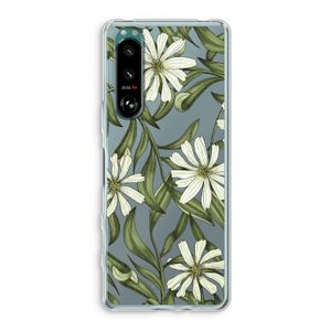 Wit bloemenpatroon: Sony Xperia 5 III Transparant Hoesje