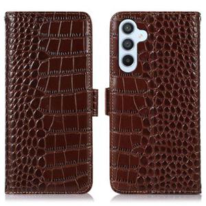 Samsung Galaxy S23 FE Crocodile Series Wallet Leren Hoesje met RFID - Bruin