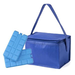 Kleine koeltas blauw voor 6 blikjes inclusief 2 koelelementen