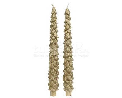 Dinerkaars Kerstboom Goud 25cm 2st