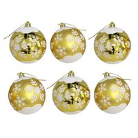Gerimport Kerstballen - goudkleurig - 6ST - gedecoreerd - D6 cm - kunststof - Kerstbal - thumbnail