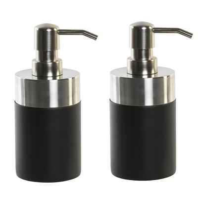Items Zeeppompje/dispenser - 2x - zwart - klassiek - polyresin - 9 x 17 cm - keuken/toilet/badkamer