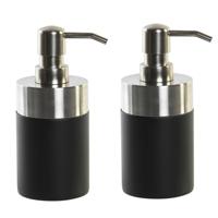 Items Zeeppompje/dispenser - 2x - zwart - klassiek - polyresin - 9 x 17 cm - keuken/toilet/badkamer