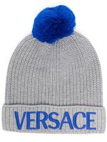 Versace bonnet à logo brodé - Gris