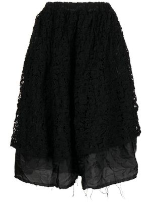 Comme Des Garçons Comme Des Garçons jupe mi-longue à empiècements en dentelle - Noir