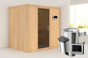 Karibu | Fanja Sauna | Antracietglas | Biokachel 3,6 kW Externe Bediening