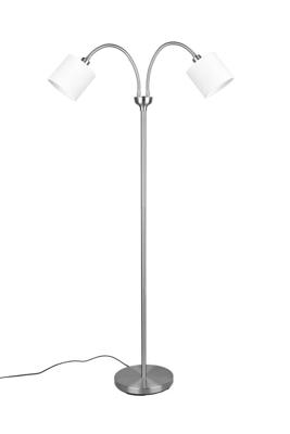 Trio VloerlampTommy 2-lichts RVS met wit - R46332001