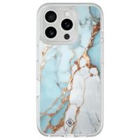 iPhone 16 Pro hybride hoesje - Marmer lichtblauw