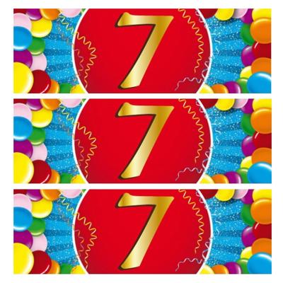 10x 7 Jaar leeftijd stickers 19 x 6 cm verjaardag versiering 10x 7 Jaar leeftijd stickers 19 x 6 cm verjaardag versiering