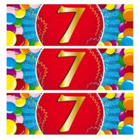 10x 7 Jaar leeftijd stickers 19 x 6 cm verjaardag versiering