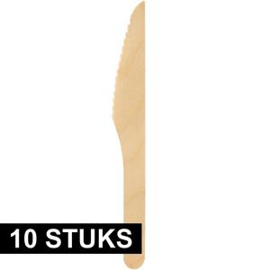 10x Bruiloft/huwelijk feestartikelen houten mesjes bestek 16 cm   -