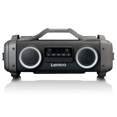 LENCO SPR-200BK - Splashproof Bluetooth® speaker FM radio USB en micro SD met lichteffecten - Zwart
