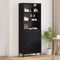 Dressoir Wandgemonteerd 2 pcs Zwart eiken Bewerkt hout