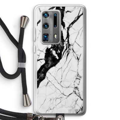 Witte marmer 2: Huawei P40 Pro Plus Transparant Hoesje met koord