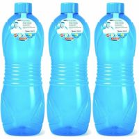 Drinkfles/waterfles/bidon - 3x - 1000 ml - transparant/blauw - kunststof