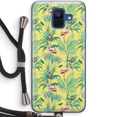 Flamingo party: Samsung Galaxy A6 (2018) Transparant Hoesje met koord