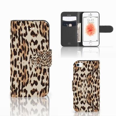 Apple iPhone 5 | 5s | SE | Telefoonhoesje | Met pasjeshouder | Leopard