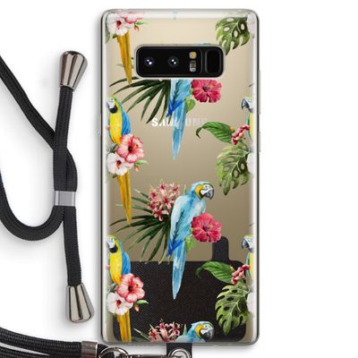 Kleurrijke papegaaien: Samsung Galaxy Note 8 Transparant Hoesje met koord