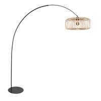 Steinhauer VloerlampCurve zwart met bamboe kap spijl Ø 60cm - 4275ZW