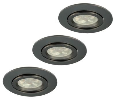 Set van 3 Inbouw Inbouw Ledspot Dublin, Gun Metal, 6 Watt, IP44