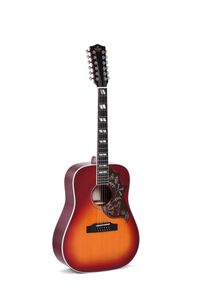 Sigma Guitars DM12-SG5 Vintage Cherry Sunburst Gloss 12-snarige elektrisch-akoestische westerngitaar met softcase