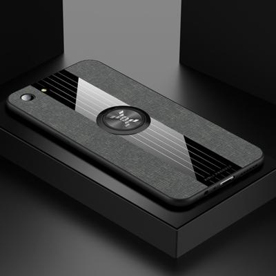 Voor OPPO A83 XINLI stiksels doek Textue schokbestendig TPU beschermhoes met ring houder (grijs)