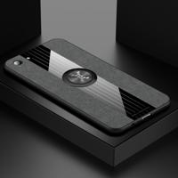 Voor OPPO A83 XINLI stiksels doek Textue schokbestendig TPU beschermhoes met ring houder (grijs)